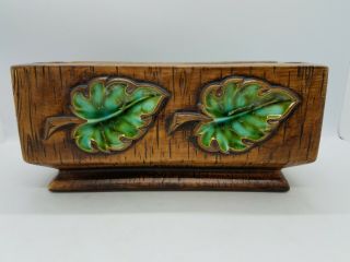 Mcm Treasure Craft California Pottery Turquoise Green Leaf Planter Rare