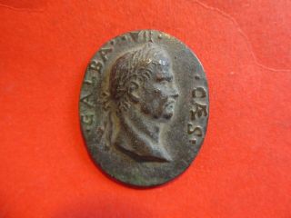 Ancient Medallion Of Galba (roman Emperor 68 - 69 Ad) 48x40 Mm Fine