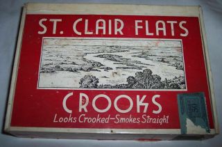 Saint St.  Clair Flats Crooks Cigars Vintage Antique Rare Cigar Box Michigan