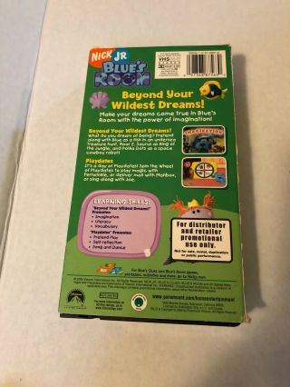 Nick Jr Blue’s Room Beyond Your Wildest Dreams VHS Blue’s Clues Spinoff ⚡️Rare⚡️ 3