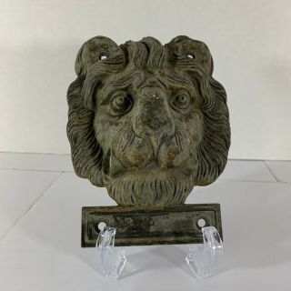 Vintage Antiqued Cast Brass Lion Head Door Knocker