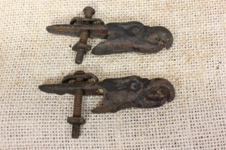 2 Old Eagle Sled Runner Finial Tips Wooden Sleigh Vintage 1800’s Iron Rare Item