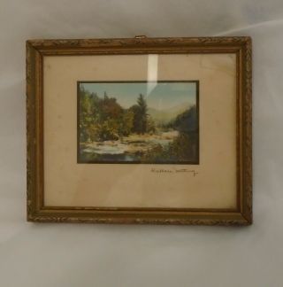 Antique Hand Tinted Framed Signed Wallace Nutting Wooded Stream Creek Photograph