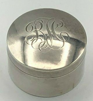 Vintage Sterling Silver Pill Box With Removable Lid,  1.  5 " X 1 "