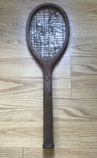 Old Antique James Mullin Apache Wood Tennis Racket Vintage Rare