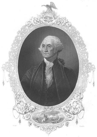 General President George Washington Old 1856 Art Print Engraving Portrait Rare