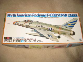 Hasegawa North American F - 100d Sabre Model Kit Rare First Issue