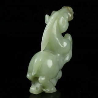 Chinese Exquisite Hand carved Horse Bird Carving Hotan Jade Statue 2