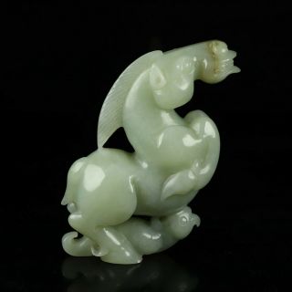Chinese Exquisite Hand carved Horse Bird Carving Hotan Jade Statue 3