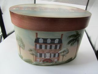 Hand - Painted Wooden Shaker Pantry Box With Lid - Signed - 10.  5 “ X 6 7/8” High