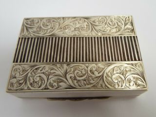 Lovely Rare Design English Antique 1906 Solid Silver Combined Snuff & Vesta Box