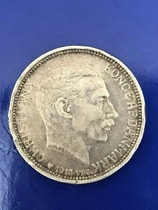Denmark 2 Kroner,  1912,  0.  800 Silver,  Rare Coin