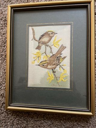 Cash’s Woven Silk Picture Collector Series Gold Crest Birds,  Coventry Vintage