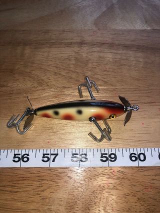 3 Hook Minnow Fishing Lure Unmarked Unknown Maker Immaculate Color