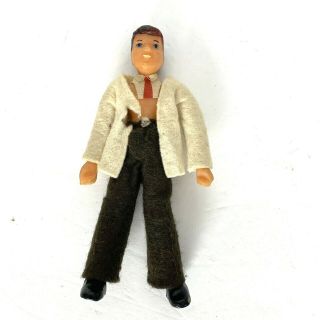 Dollhouse Father Doll Rubber Vintage Miniature Family Man Bendable 5 1/2 " Tall