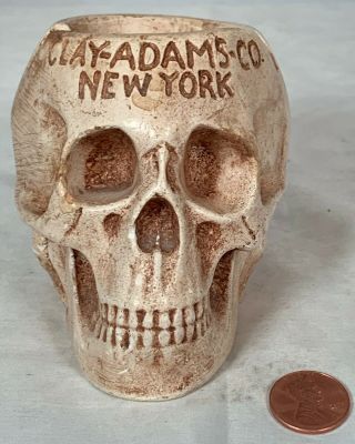 Rare Figural Advertising Skull Ashtray For The Clay Adams Medical Co