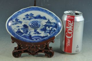 Antiqu Chinese Export Blue and White Porcelain Canton Cover for a Dish 2