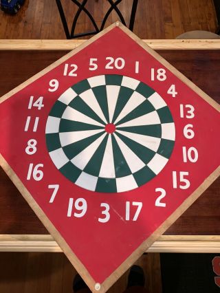 Rare Vintage Toohey,  Troy,  American Dart Board 2 Sided W 6 Darts