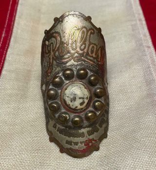 Vintage 1930s Rollfast Bicycle Head Badge Brass Plate Dp Harris Co. ,  Ny Antique