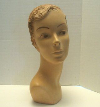 Rare Vintage Art Deco Store Display Lady Chalk Mannequin Head