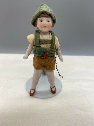 Vintage Artisan Made Porcelain Peter Pan 1:12 Dollhouse Doll 3 1/2 Inch