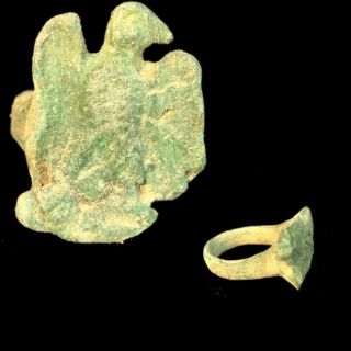 Ancient Roman Bronze Eagle Ring - 200 - 400 Ad (3)