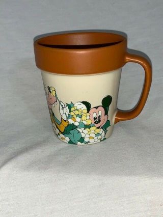 Rare Walt Disney World Goofy Donald Duck Mickey Mouse Flower Pot Coffee Mug Cup