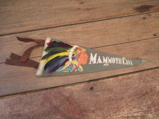 Vintage Rare Indian Mammoth Cave Ky.  Souvenir Pennant Banner - With Fathers