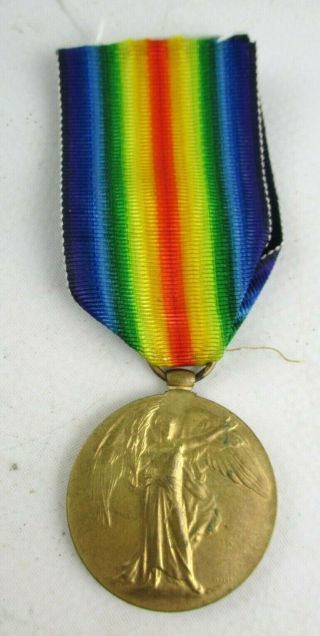 Antique Wwi Victory Medal W/ Inscribed Pte J Melia With Ribbon Border Regiment