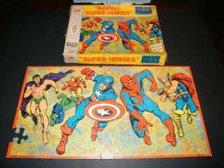 Rare Vintage Marvel Heroes 1967 Jigsaw Puzzle Spiderman Hulk Marvelmania,