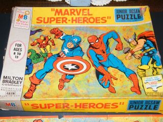 Rare Vintage MARVEL Heroes 1967 Jigsaw Puzzle Spiderman Hulk Marvelmania, 2