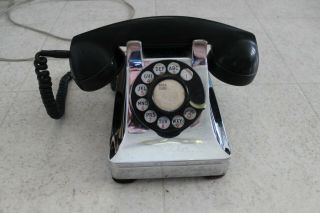 Vintage Antique Rotary Phone Desk Telephone Rare Chrome Base
