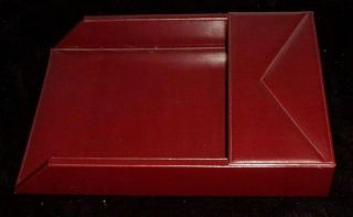 Rare Stuart Kern America Leather Burgundy Desk Paper Tray Organizer 16 " X 11 "
