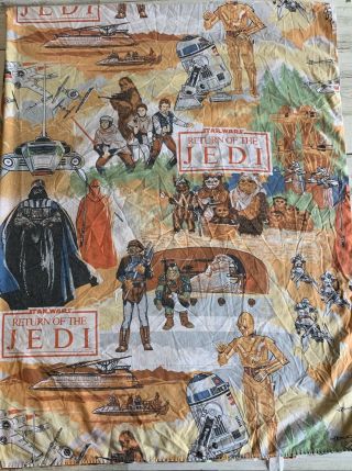 Vintage Star Wars Return Of The Jedi Full Size Flat Sheet 1983 Rare
