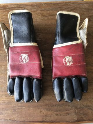 Vintage 1960s Chicago Blackhawks Cooper Hockey Gloves Nylon Armourclad Bh27 Rare
