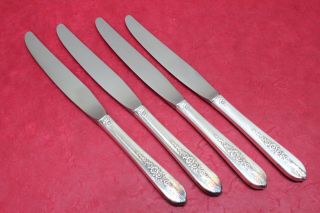 4 Nobility Plate 1939 Royal Rose Silverplate Flatware Dinner Knives