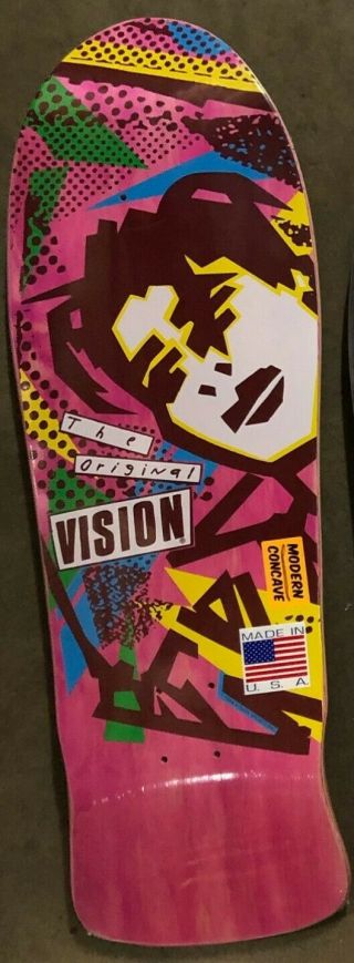 Rare Vintage 1986 Vision Nos Reissue Skateboard Mark Gonzales Lmtd Pink Yellow