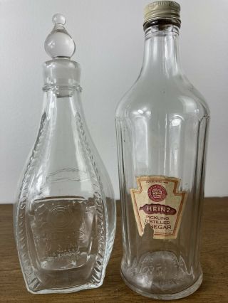 2 X Rare H.  J.  Heinz Pickling Distilled Vinegar Pittsburgh Pickle Logo 1889 - 1910
