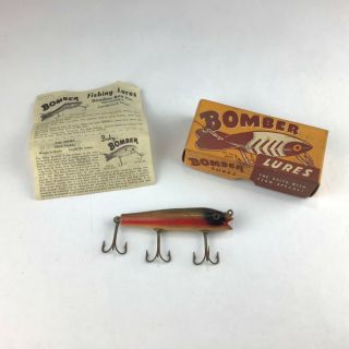Vintage Wood Bomber Lures Brand - Darter Stamped On Top - Red Metascale