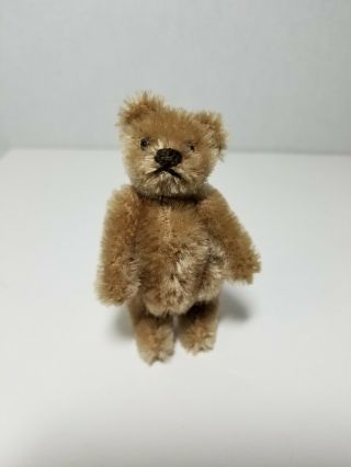 Steiff Mohair Teddy Bear Golden Brown 3 1/2 " Miniature Jointed Made In Germany