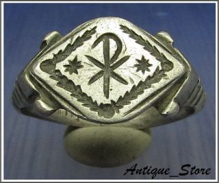 Chi - Rho Ancient Silver Roman Cristianity Ring