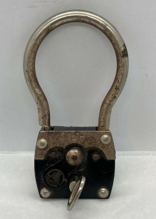 Antique Vintage Sidor Lock Padlock With Key Marked “ Burg”