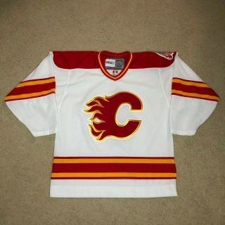 Calgary Flames 1989 Stanley Cup Ccm Vintage Hockey Jersey Nhl White Medium Rare