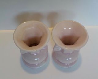 RARE Pair Shawnee Art Pottery Miniature Vases Pink Handled Minis USA 1930 ' s 2