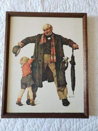 Vintage Norman Rockwell Art Wood Framed Picture 15 " X12 "