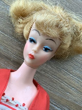 Vintage Mitzi Doll Ideal Barbie Clone - Blonde Ponytail Striped Sundress Vgc