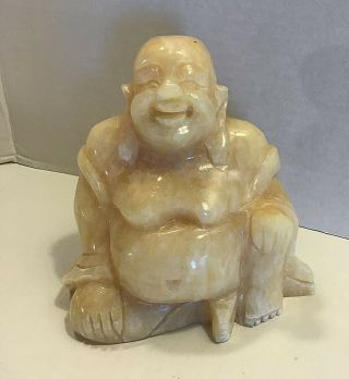 Rare Yellow Jade Buddha Hand Carved Statue Figurine