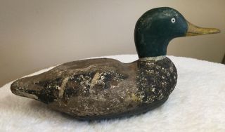 Vintage Duck Decoy.  Cork Body,  Wood Head,  Mallard.  Very Old.