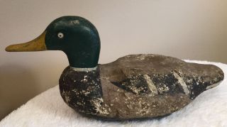 Vintage Duck Decoy.  Cork Body,  Wood Head,  Mallard.  Very old. 2