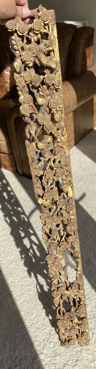 A Very Large 19th Century Chinese Carved Gilt Wood Panel